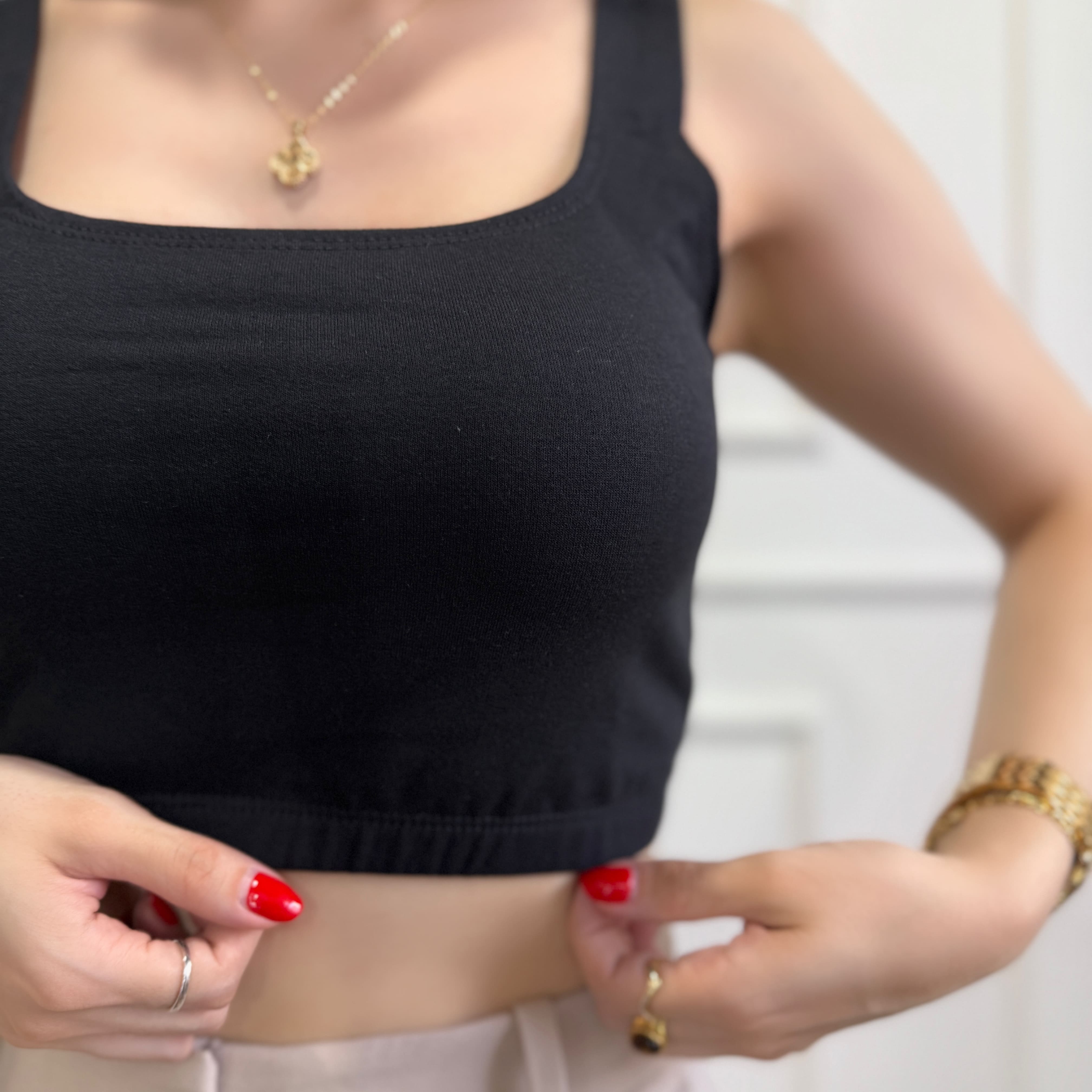 Crop top algodón resorte