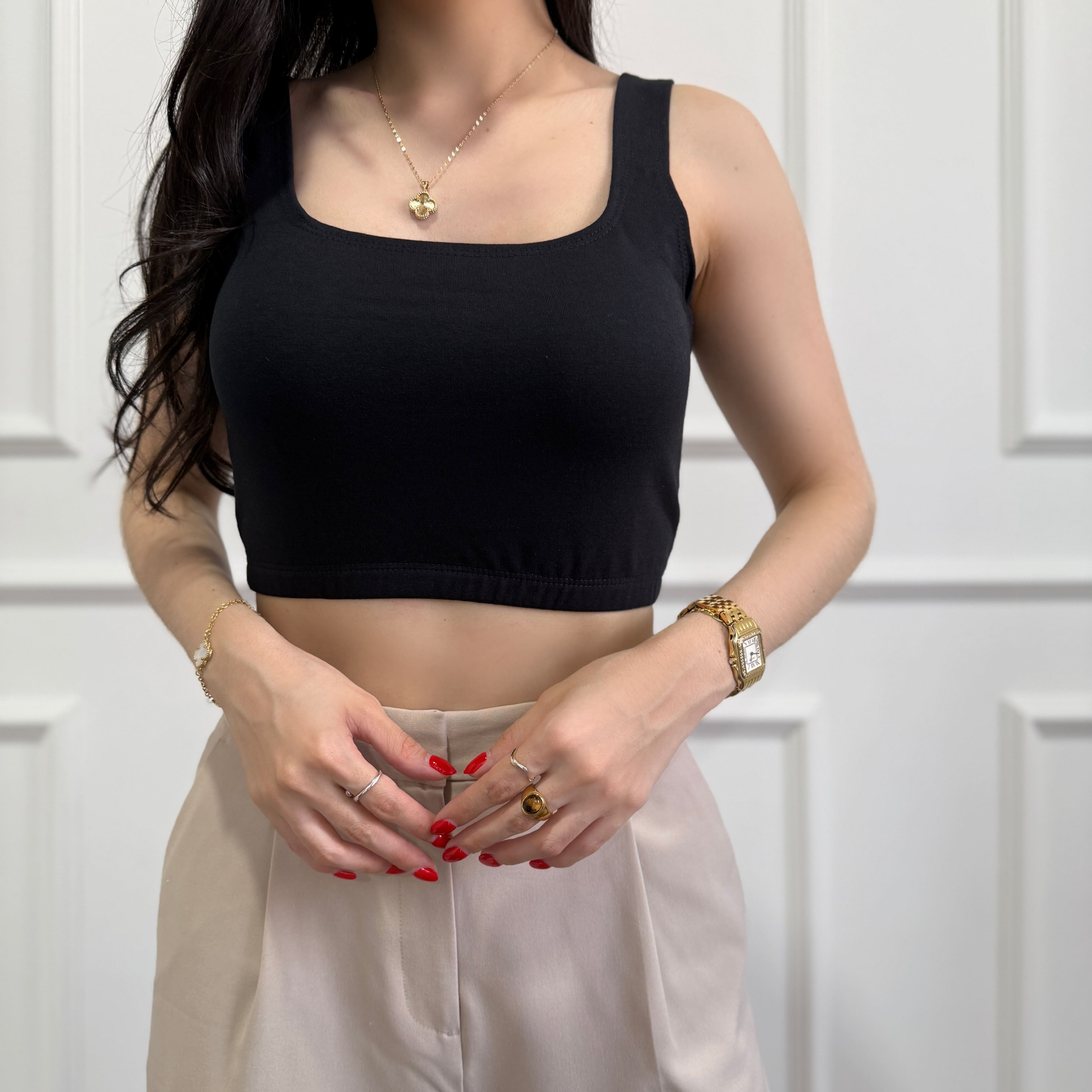 Crop top algodón resorte