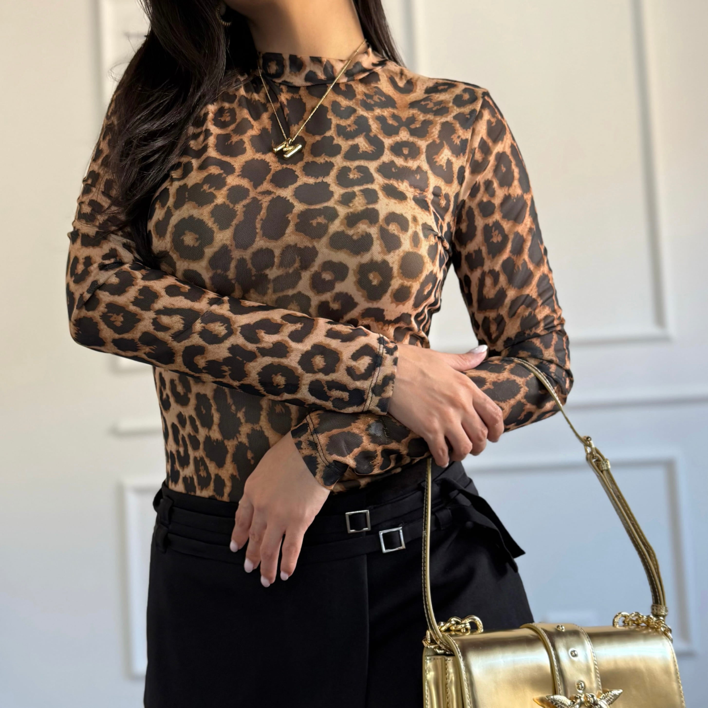 Blusa mesh leopardo